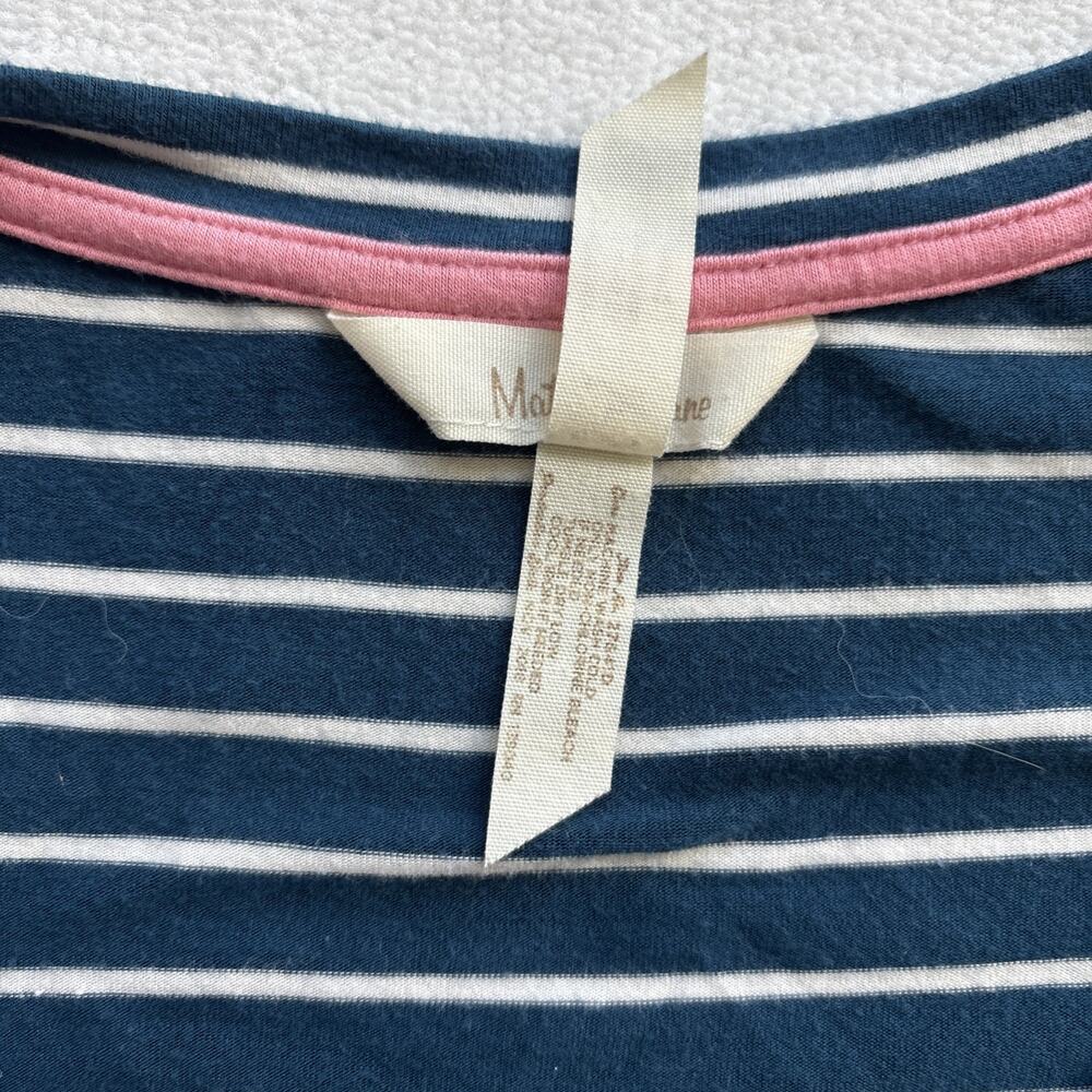 Matilda Jane Women Set Sail Maxi Dress‎ Teal Blue White Stripe Pockets Sz Large - Picture 3 of 8